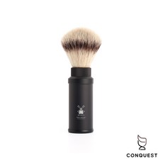 CONQUEST 德國 MUHLE 霧黑鋁製旅行刮鬍刷組：31M536合成纖維刷毛，輕巧便攜，隨時享受專業刮鬍體驗, 1個, 1