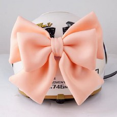 시웨이 자전거 헬멧장식 왕리본 부착형 꾸미기 악세사리, 피치핑크