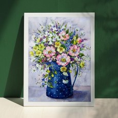 명화 DIY 그리기 40x50cm 파랑 꽃병 힐링 취미 인테리어 유화, 기본옵션_ONE