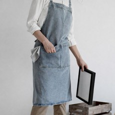 데님 앞치마 포켓 캐주얼 작업용 공방용 교사용