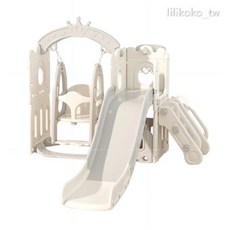 哩哩摳摳 兒童溜滑梯 盪鞦韆 滑道加寬 室內溜滑梯 寶寶溜滑梯 籃球框, 1個, 三合一溜滑梯白色(滑道加寬）, 白色