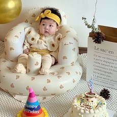 寶寶學坐椅寶寶坐立神器坐着不傷脊柱訓練兒童沙發充氣坐墊嬰兒, 愛心熊頭+保護脊柱+2月到6個月可以坐