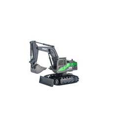 兒童玩具遙控版挖掘機，合金電動工程車，無線遙控挖土機，仿真工程車模型, 1個, 合金版（11通道）, 曜石黑