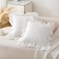 YOKKITA 2팩 밀 러플 유로 샴 베개 커버 66x66cm(26x26인치) 100% 면 프렌치 컨트리 러스틱 빈티지 장식 침대 (밀 66x66cm(26x26인치)) 12, 쉐비 화이트 YOKKITA 129785 8268437
