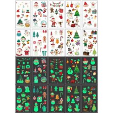 크리스마스 야광 타투스티커 20종 산타 파티 성탄절 페이스페인팅 헤나, 1개, 쿠팡 YS타입 10종