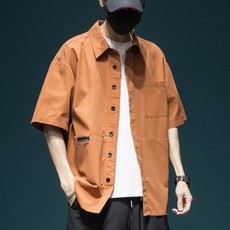 YANGTA 남성 여름 반팔 주름방지 루즈핏 셔츠
