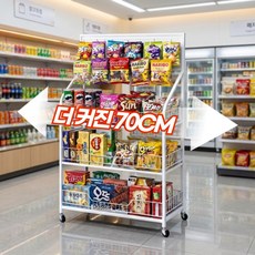 두리치 이동식 간식 매대 선반 대형 펜트리 가판대 3단, 1개, 화이트