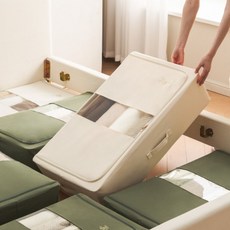 침대 밑 수납 상자 초박형 대용량 이불 의류 정리 접이식 서랍형 보관함, 1개, 화이트 대형 80x47x20CM