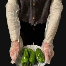 一次性食品級加厚長臂束口手套, 1個, 柔韌防滑加長60cm 2只 可重複使用
