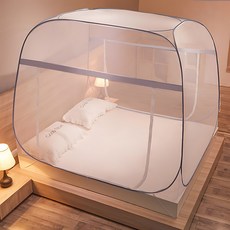 원터치 스퀘어앵글 돔 모기장 미세 방충망 침대 대형 접이식, 블루