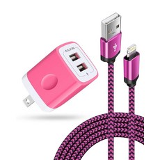킨들 파이어 태블릿용 안드로이드 고속 충전기 - 킨들 파이어 7 HD 8 HD 10 플러스 키즈 에디션 키즈 프로 HDX 7인치/8인치 삼성 J8 J7 프로 S6 S, Lightning, Pink