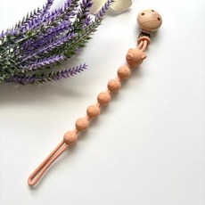 編織感矽膠奶嘴鏈 小熊造型奶嘴夾 防掉落奶嘴鏈 矽膠材質奶嘴鏈 寶寶安撫奶嘴固定鏈, 小熊款-橘色, 1個