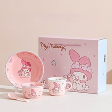 귀여운 산리오 쿠로미 헬로키티 시나모롤 마이멜로디 1인 식기세트 자취생 신혼 집들이선물 그릇, 멜로디, 1개