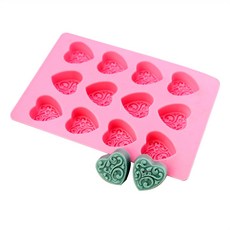 X-하이베이 바인 패턴 하트 모양 비누 몰드 젤로 초콜릿 스크림 게스트 실리콘 발렌타인 선물 만들기 셀당 1온스