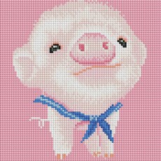 꼬마돼지 베이브 캔버스 보석십자수 25x25 액자 형 일러스트 돼지 캔버스 동물 보석십자수 큐빅십자수 dew+819Qq, 색상