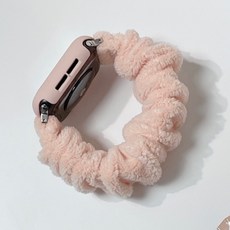 우먼스9999 애플워치 8 7 6 5 4 3 SE 호환 가능 스크런치 밴드 스트랩, 9. 플리스 핑크, 42/44/45mm