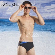 泳之美品牌【黑底藍配邊】大男三角泳褲 (M-XL) 時尚舒適耐穿