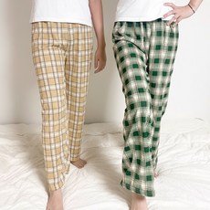 바바 [1+1] 체크 파자마바지 홈웨어 9부