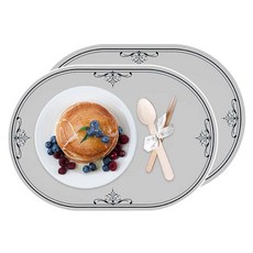 웰라이브 실리콘 식탁 매트, 엔틱그레이, 43 x 30 x 0.1 cm, 2개