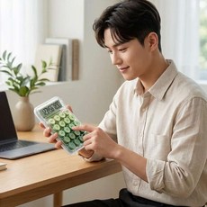 사무용 오피스 컬러 다용도 계산기 업무용, 1개, 그린