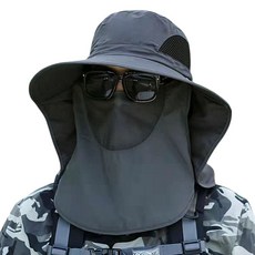 옴니 남자 자외선차단 햇빛가리개 낚시 플랩캡 모자, 1개, HR똑딱다크그레이