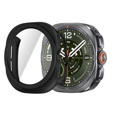 갤럭시 워치 울트라 2 호환 강화유리필름 일체형 케이스 47mm 보호필름 커버, 1개, 블랙
