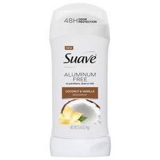 Suave 여성용 알루미늄 프리 데오도란트 코코넛 및 바닐라 48시간 냄새 탈크 파라벤 염료 없음 73.7g(2.6온스) 137161