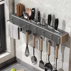정육점 뼈 칼 건그레이 스테인리스 벽걸이 단조 스테인리스, 1개, 40cm 싱글 통 + 훅 6개
