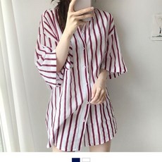 커플시밀러룩 썸머 스트라이프 반팔셔츠