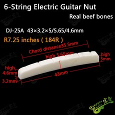 일렉트릭 기타 43 너트 상부 42 플랫 하단 슬롯 베개 브리지 실제, EG NUT43 7.25R 2