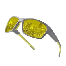 BIRCEN 운전용 야간 시야 안경 눈부심 방지 HD Al-Mg 프레임 야간 운전 안경 남성 및 여성용 P-그레이 프레임 레귤러, Grey