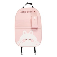 【TWCC】汽車卡通座椅防踢墊 皮革車載後排收納 可愛多功能汽車用品 椅背收納袋 汽車收納置物袋 (TW2), 1個, 胖胖兔收納C款