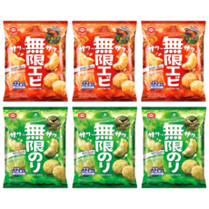 일본 카메다제과 무겐튀김센베이 두가지맛(무겐에비 무겐노리) 쌀스낵 3set 총중량 348g, 58g