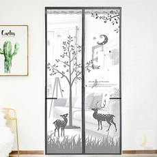 달앤달 사슴 문 모기장90x210cm 그레이 자석방충망
