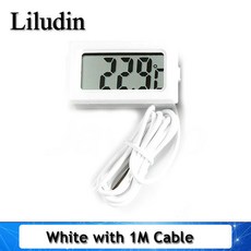 [누리공구]미니 디지털 LCD 실내 편리한 온도 센서 미터 게이지, White with 1M Cable, 1개