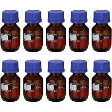 PATIKIL 10팩 시약 매체 보관 병 실험실 물 시약 액체용 GL32 블루 스크류 캡이 있는 250ml 붕규산 유리 눈금 원형 병 앰버, 50ml, Blue