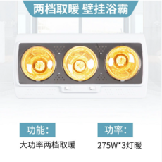 Quye 壁掛式浴室暖風機 雙燈兩檔取暖 節省空間, （110V）OP-D-301水晶燈泡