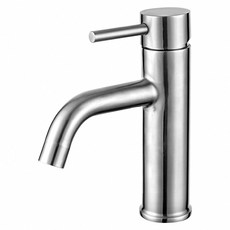 304不鏽鋼 水龍頭 圓棍把手/平把手 自由選擇, 不鏽鋼色(兩節把手- 簡配), 1個