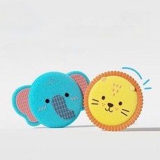 FURENDO 사자 코끼리 카툰 강아지 훈련용 삑삑이 플라잉 디스크 장난감, 1개, 노랑(사자)+블루(코끼리)