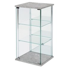 布拉格家居 玻璃櫃 模型櫃 公仔櫃 直立式展示櫃 (層板可調整) 台灣製MIT, 水泥灰( 四面玻璃）附2層板-72HR到