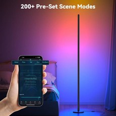 코너 플로어 램프 1600만가지 색상 RGB LED 가능 DIY 조명 무드등 IC 리모컨 변경, Smart Corner Lamp, 1개