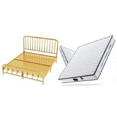 철제 프레임 침대 자취생 평상 1000x1900 안방 검정색 배드 원룸, 1000mmx2000mm, 골드 A+20cm 스프링 매트