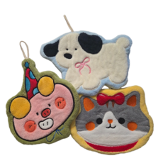 동물캐릭터 핸드타월 주방 극세사 고리주방타월 귀여운 인테리어소품, 1개, 야옹이