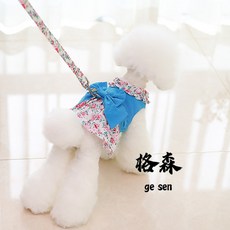 【格森】狗狗公主連衣裙 泰迪比熊博美約克夏貴賓犬春夏薄款小貓貓衣服, 藍,XL, 1個