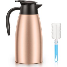 에센야 1 PCS 68 OZ 보온 커피 카라페 단열 스테인리스 스틸 이중벽 진공 냄비 플라스크 따뜻한 차를 집과 사무실에 보관할 수 있는 브러시 보온병 포함 골드, Gold