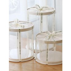 투명 원형 케이크 포장 디저트 상자 베이커리 이니셜 라운드 블랙 5개 단층 4인치 18x18x16cm, 라운드 블랙 창문형 10개