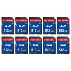INDMEM 2GB SD 카드 클래스 4 표준 10팩 플래시 카메라 디지털 메모리 MLC 카드, 512mb(10개)