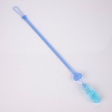 四條100 幸運草矽膠奶嘴鏈 玩具防掉帶 四葉草防掉鏈 玩具繩 防掉帶 寶寶奶嘴鏈 玩具夾 單頭夾 玩具固定帶, 藍色愛心, 1個