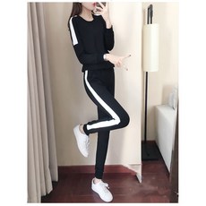 韓版運動休閒套裝兩件套 女 長袖上衣 長褲