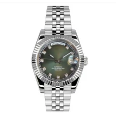 맞춤형 로고 36mm 12시 날짜 주간 선버스트 다이얼 NH35A 자동식 무브먼트 남자 시계 사파이어 유리 스테인